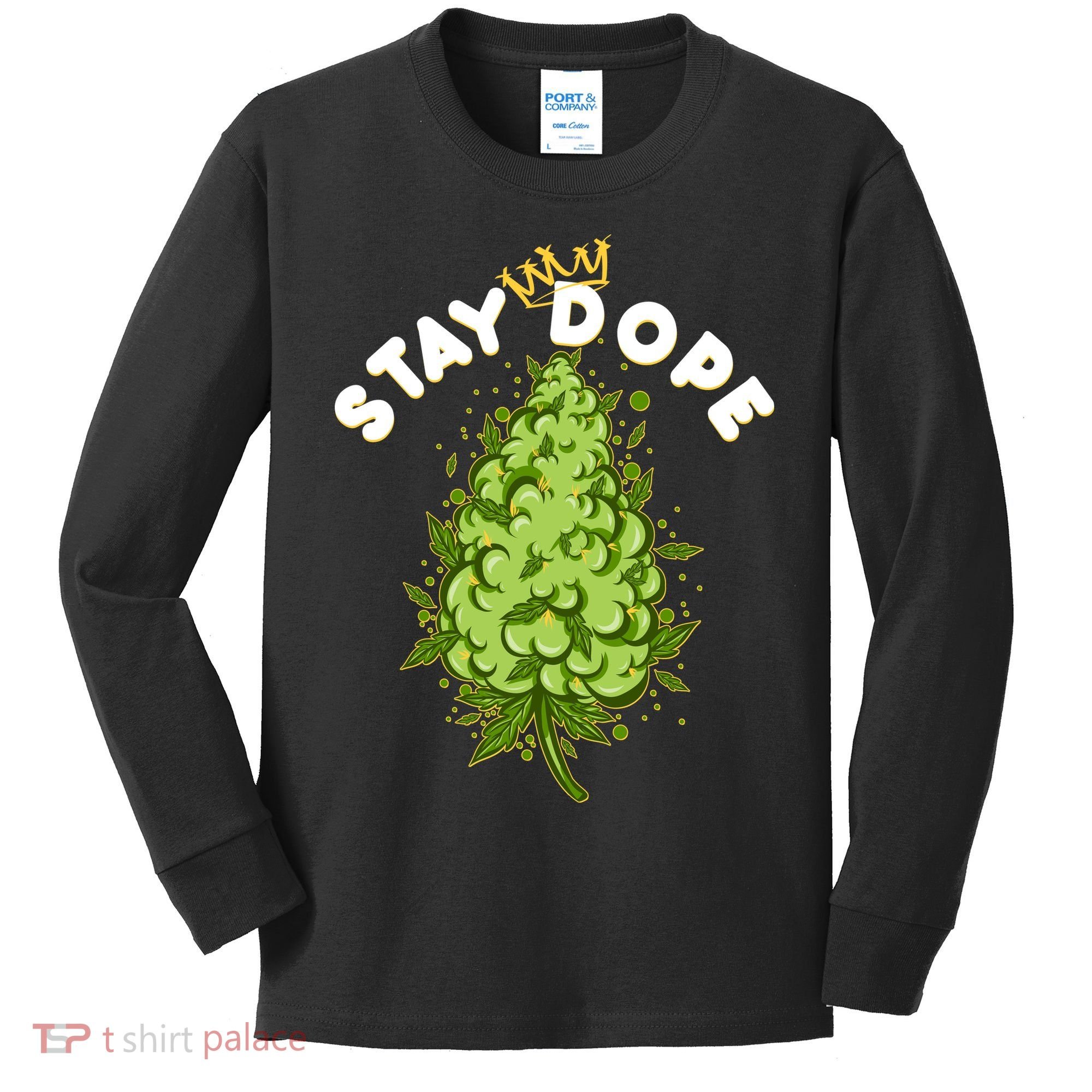 Stay Dope Cannabis Marijuana Bud Kids Long Sleeve Shirt