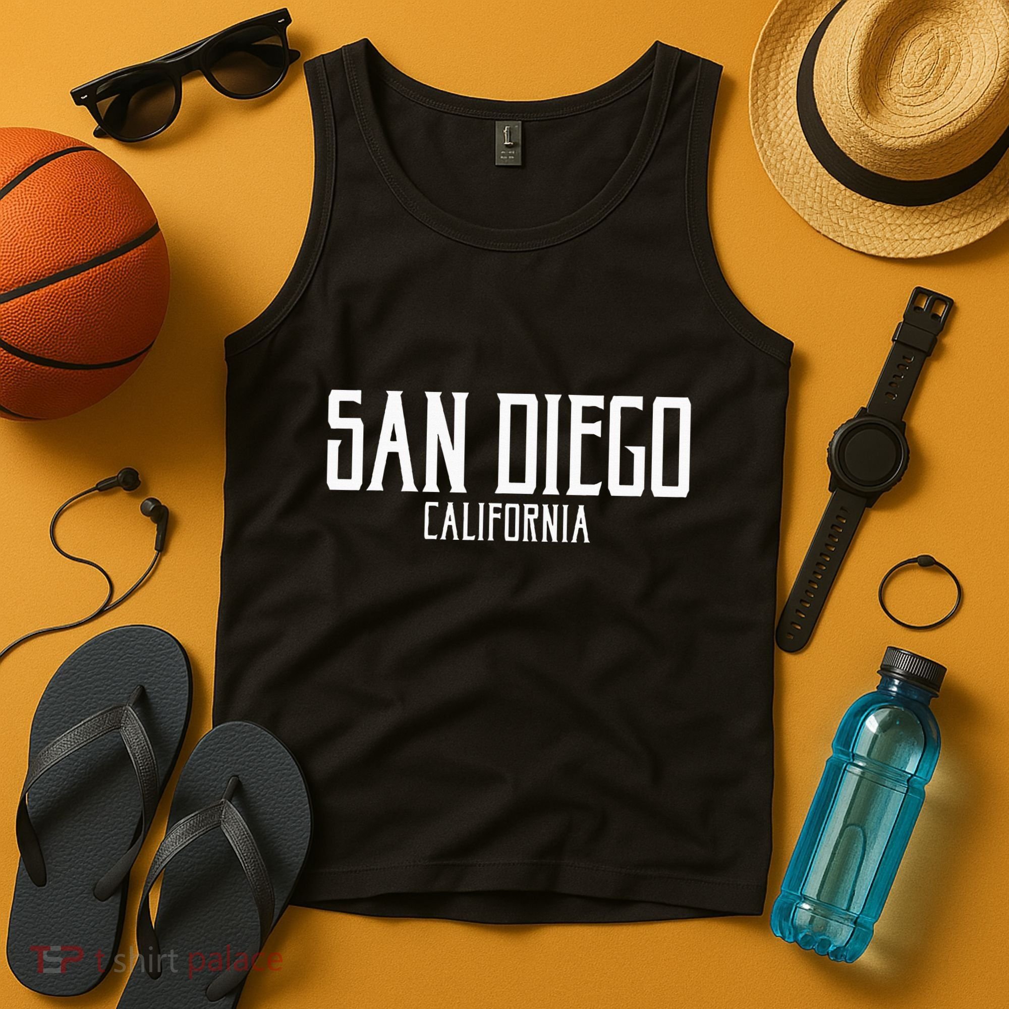 San Diego California Text With White Print Tank Top