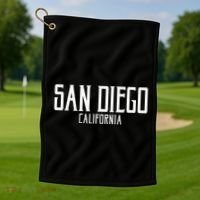 San Diego California Text With White Print Golf Towel thumb 1