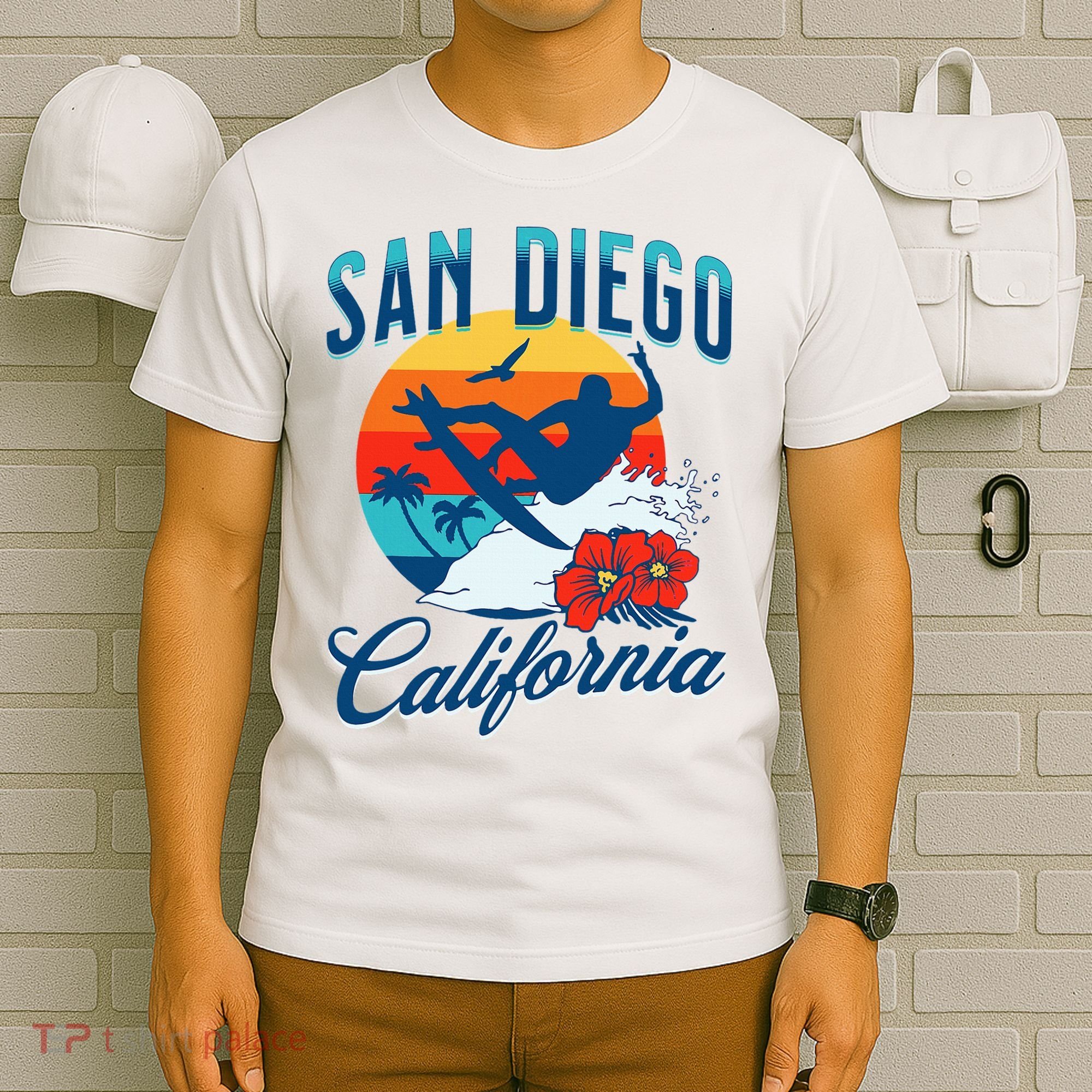 San Diego California Beach Surf Summer Vacation Vintage T-Shirt