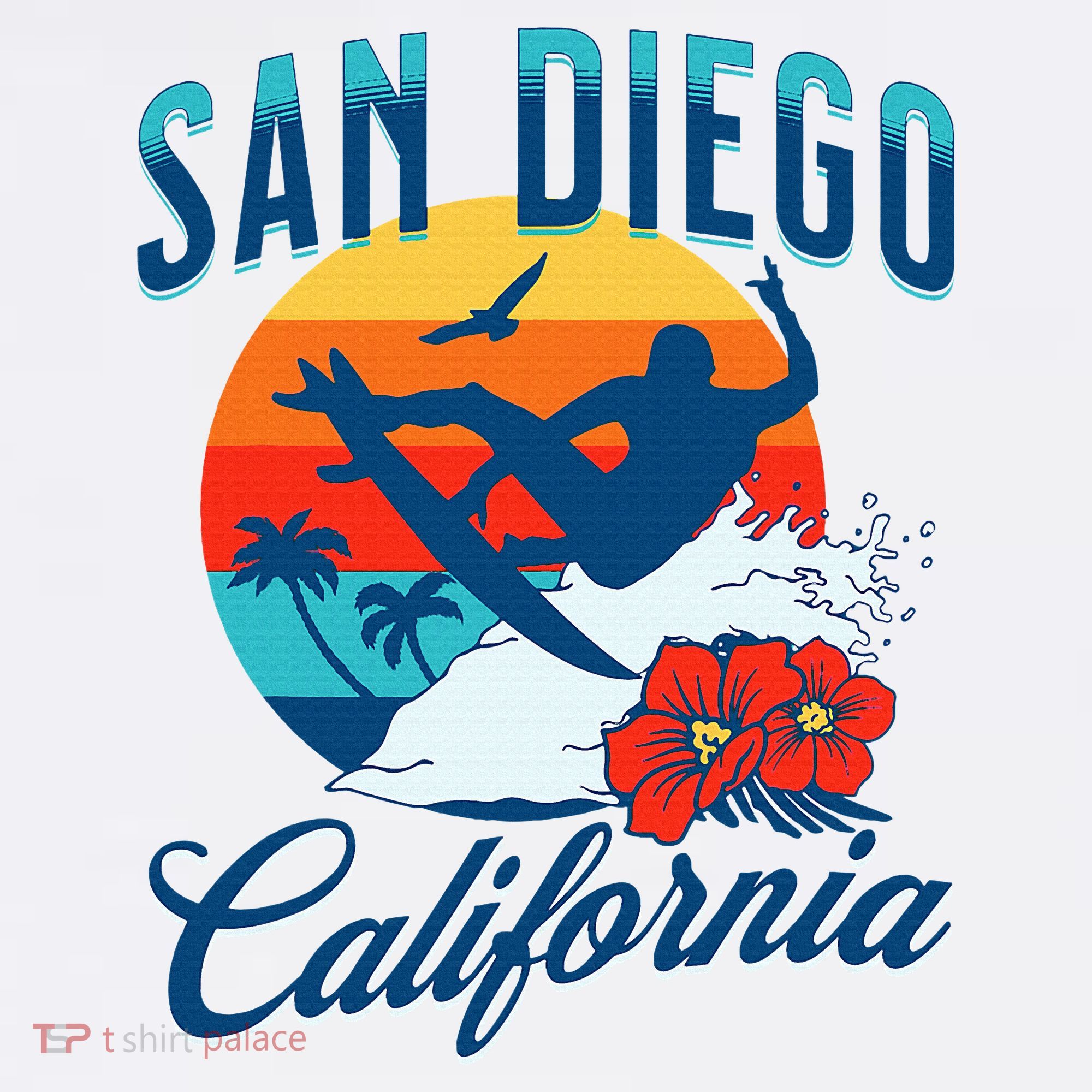San Diego California Beach Surf Summer Vacation Vintage T-Shirt