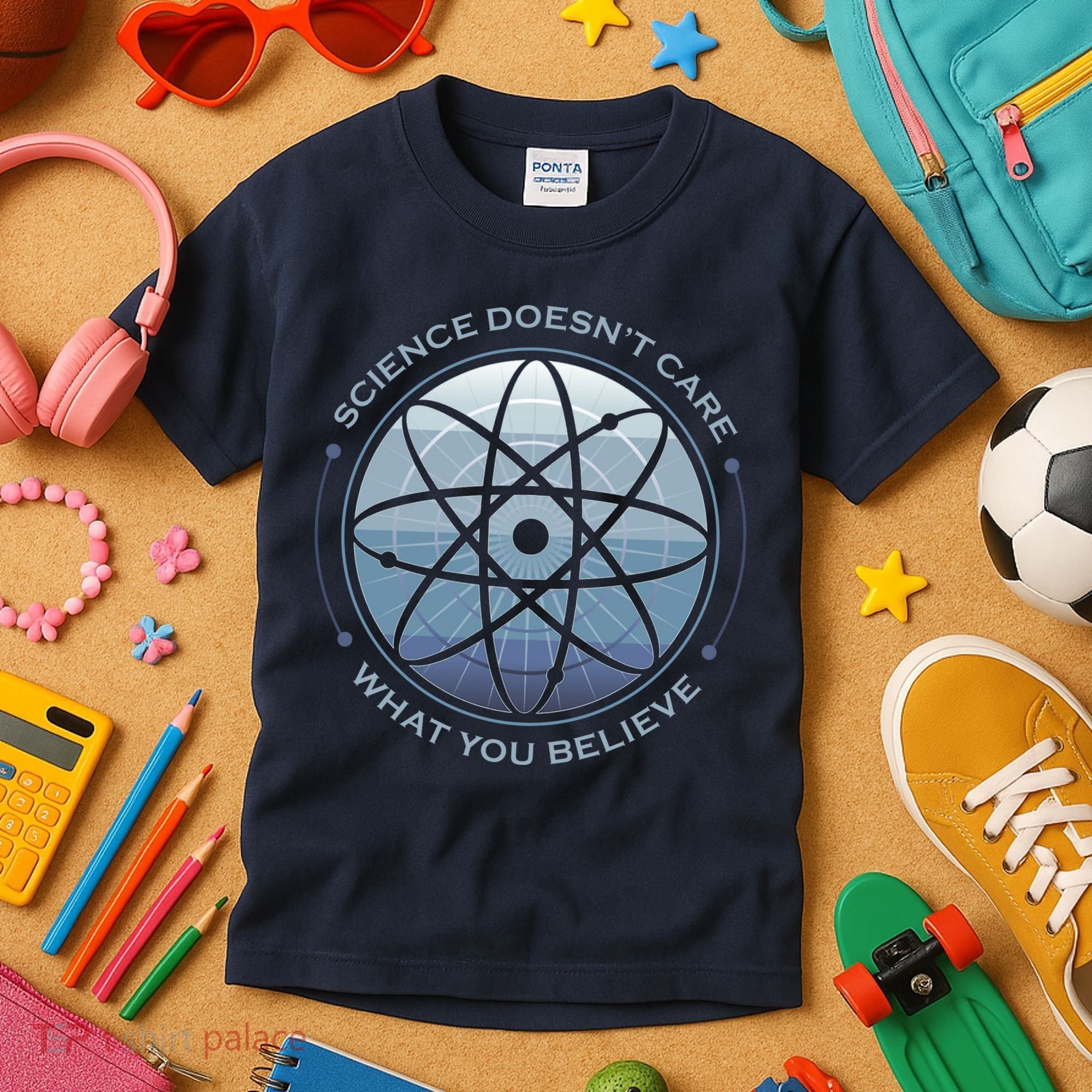 Science Doesn't Care What You Believe Atom Kids T-Shirt
