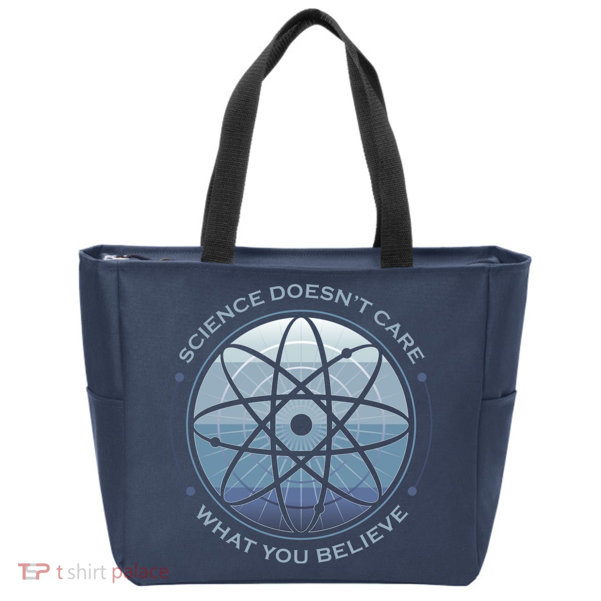 Science Doesn't Care What You Believe Atom Tote Bag
