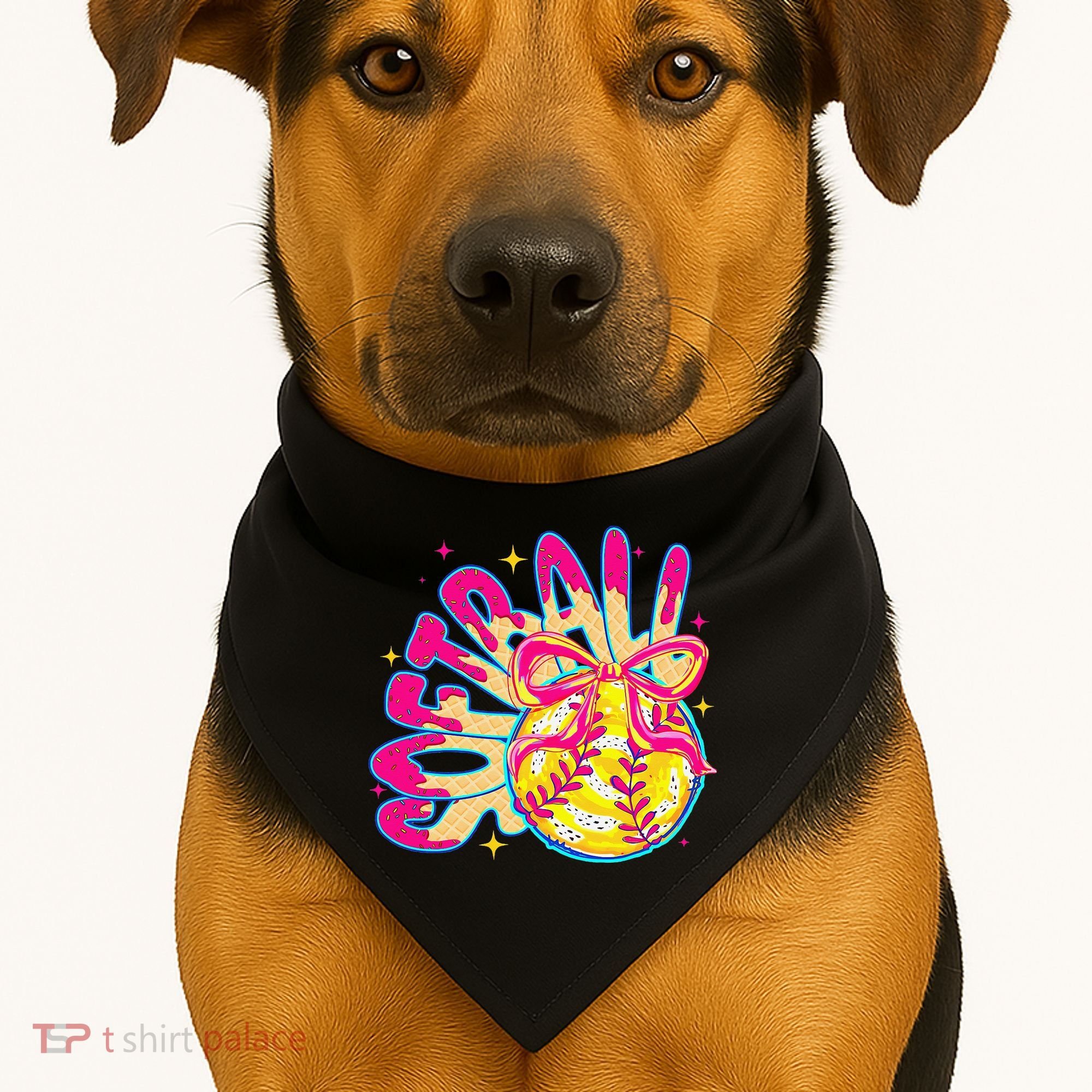Softball Drip Coquette Bow Softball Game Day Softball Mama USA-Made Doggie Bandana