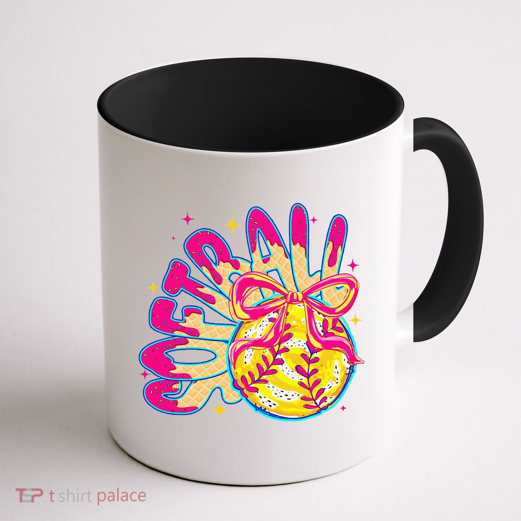 Softball Drip Coquette Bow Softball Game Day Softball Mama Coffee Mug