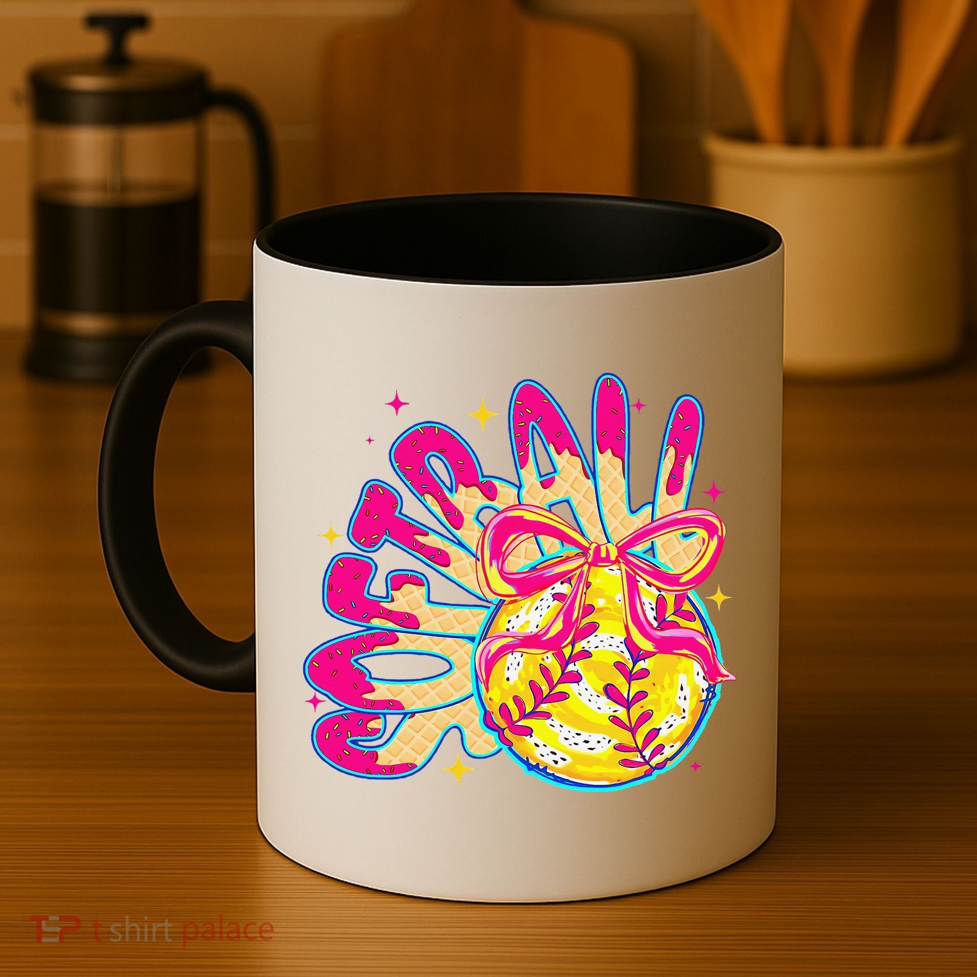 Softball Drip Coquette Bow Softball Game Day Softball Mama Coffee Mug