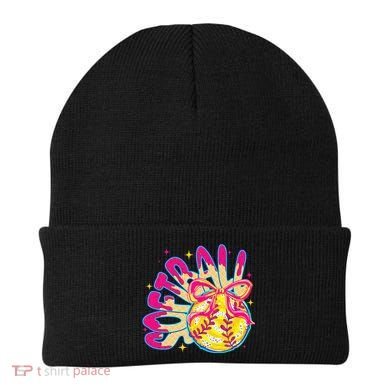 Softball Drip Coquette Bow Softball Game Day Softball Mama Beanie