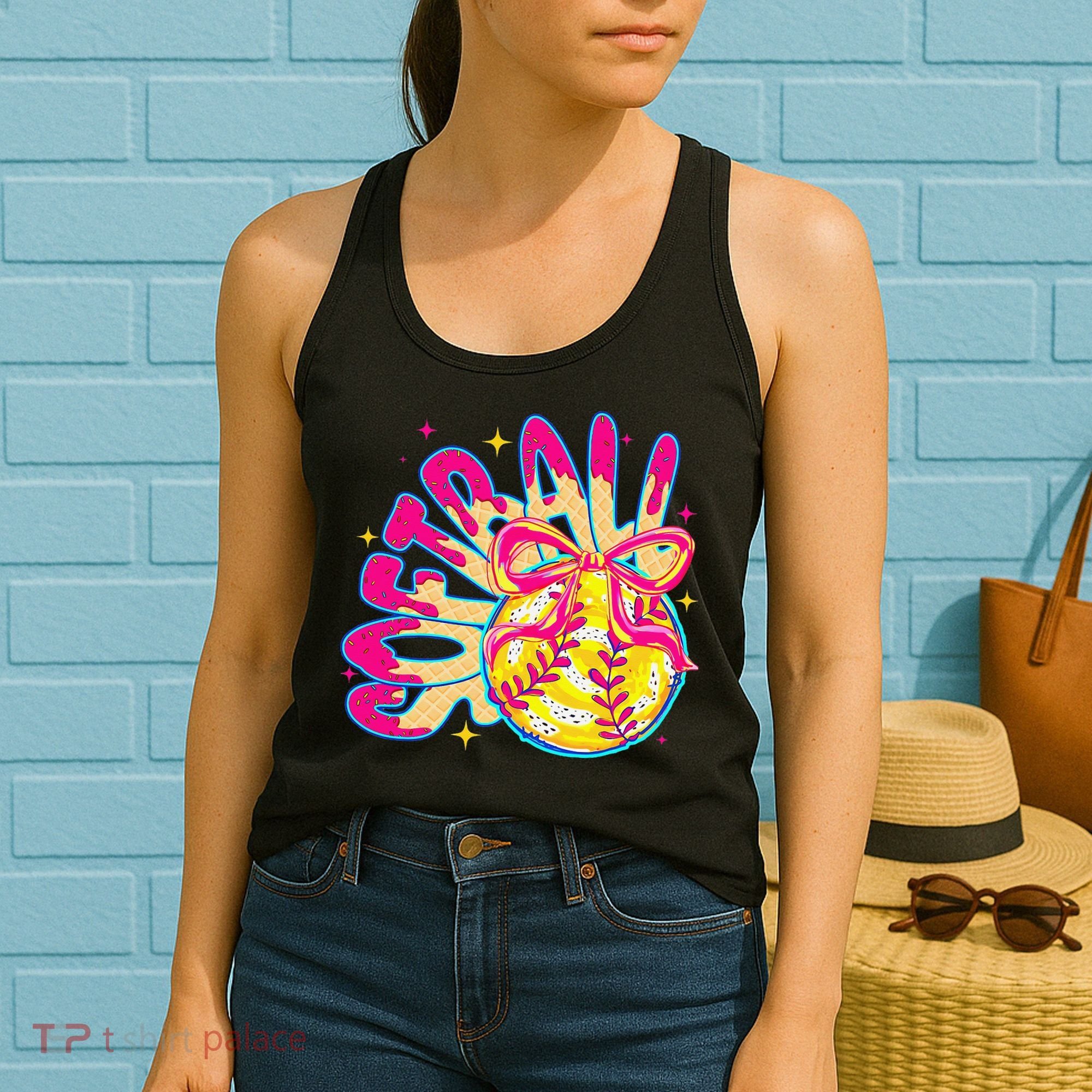 Softball Drip Coquette Bow Softball Game Day Softball Mama Women's Tank Top