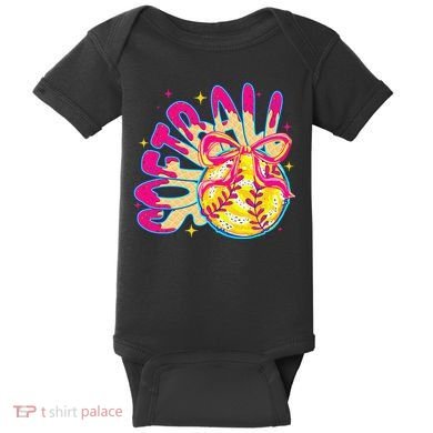 Softball Drip Coquette Bow Softball Game Day Softball Mama Baby Bodysuit