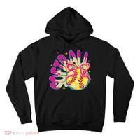 Softball Drip Coquette Bow Softball Game Day Softball Mama Tall Hoodie thumb 0