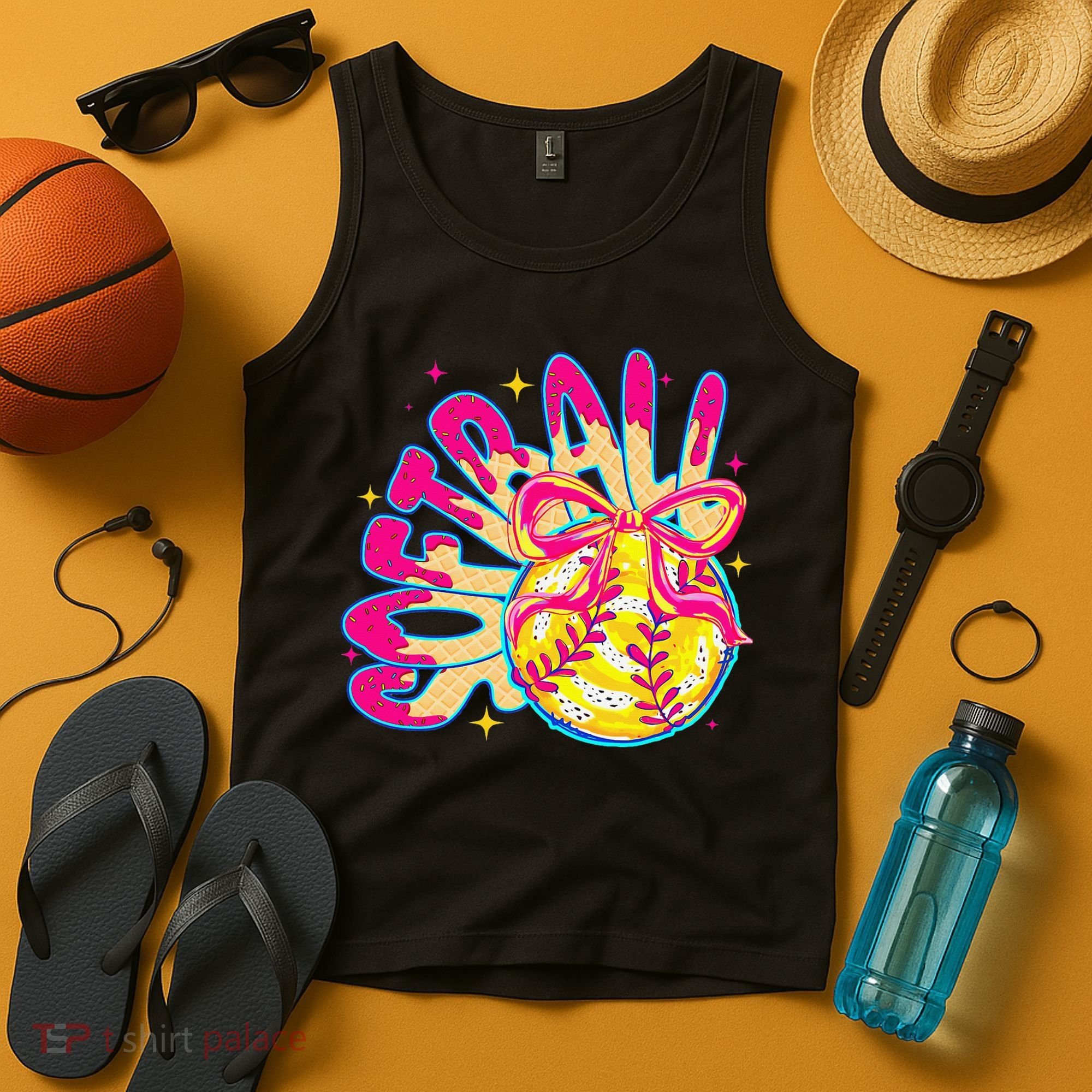 Softball Drip Coquette Bow Softball Game Day Softball Mama Tank Top