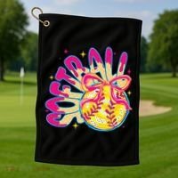 Softball Drip Coquette Bow Softball Game Day Softball Mama Golf Towel thumb 1