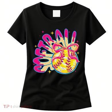 Softball Drip Coquette Bow Softball Game Day Softball Mama Women's T-Shirt