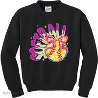 Softball Drip Coquette Bow Softball Game Day Softball Mama Kids Sweatshirt thumb 0