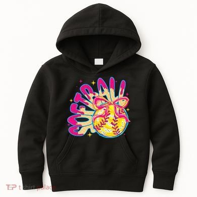 Softball Drip Coquette Bow Softball Game Day Softball Mama Kids Hoodie