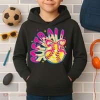Softball Drip Coquette Bow Softball Game Day Softball Mama Kids Hoodie thumb 2