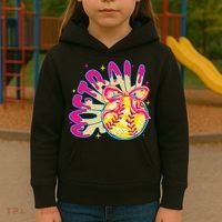 Softball Drip Coquette Bow Softball Game Day Softball Mama Kids Hoodie thumb 3