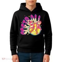 Softball Drip Coquette Bow Softball Game Day Softball Mama Kids Hoodie thumb 4