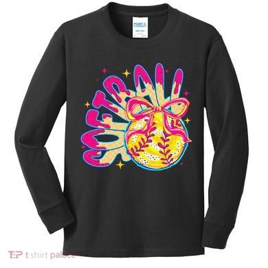 Softball Drip Coquette Bow Softball Game Day Softball Mama Kids Long Sleeve Shirt