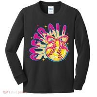 Softball Drip Coquette Bow Softball Game Day Softball Mama Kids Long Sleeve Shirt thumb 0
