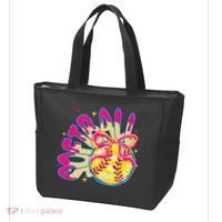 Softball Drip Coquette Bow Softball Game Day Softball Mama Tote Bag thumb 3