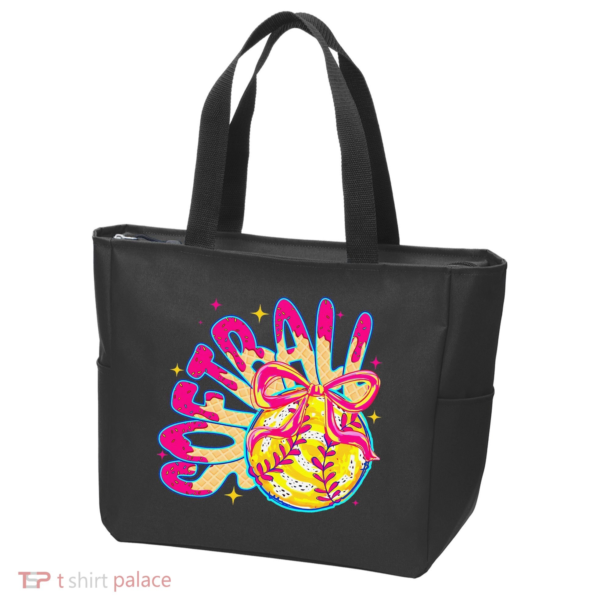 Softball Drip Coquette Bow Softball Game Day Softball Mama Tote Bag