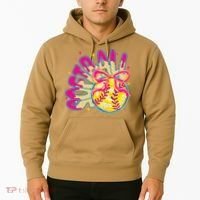 Softball Drip Coquette Bow Softball Game Day Softball Mama Hoodie thumb 2