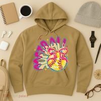 Softball Drip Coquette Bow Softball Game Day Softball Mama Hoodie thumb 3
