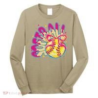 Softball Drip Coquette Bow Softball Game Day Softball Mama Long Sleeve Shirt thumb 0