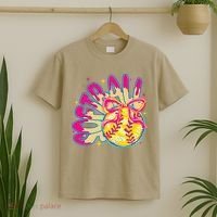 Softball Drip Coquette Bow Softball Game Day Softball Mama T-Shirt thumb 2