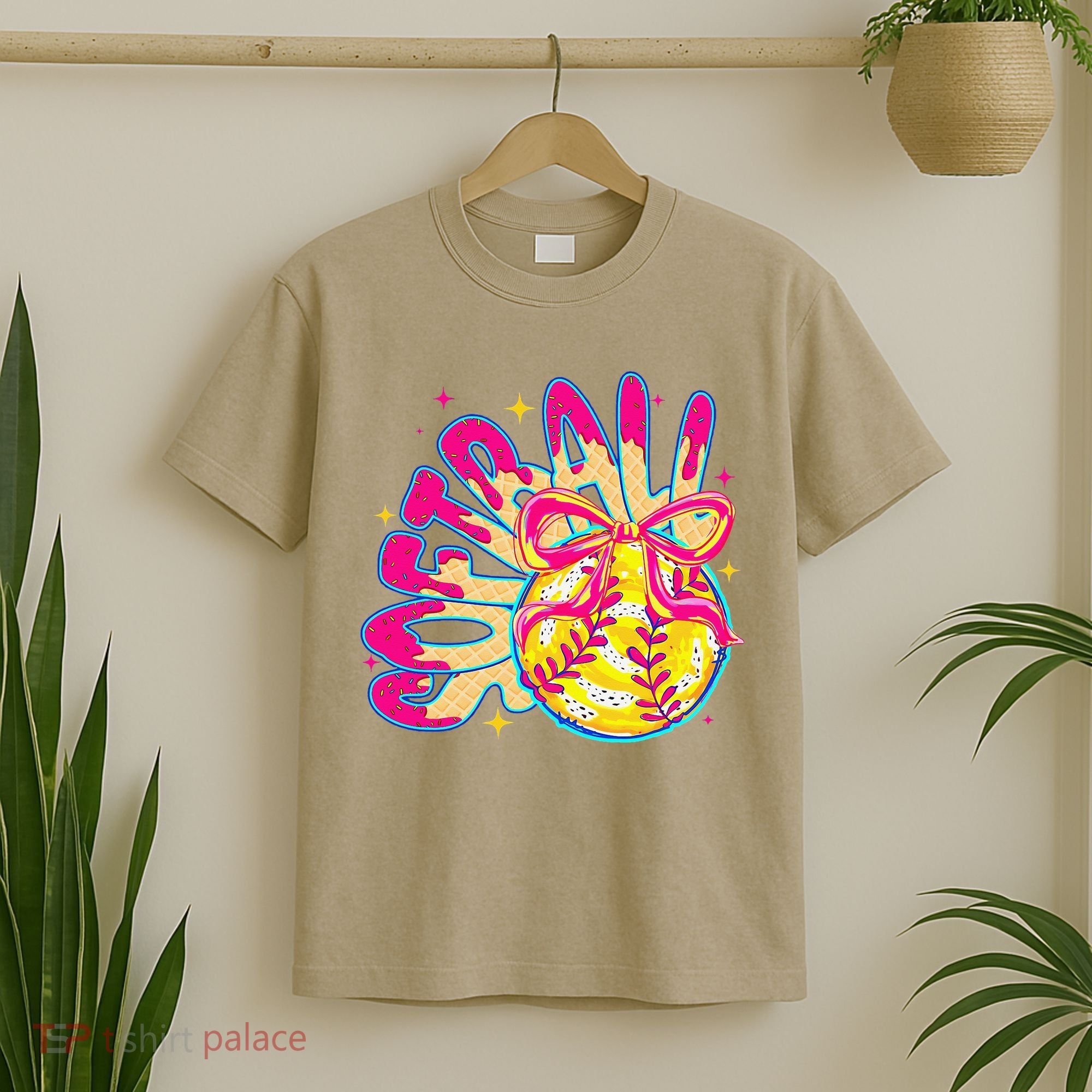Softball Drip Coquette Bow Softball Game Day Softball Mama T-Shirt