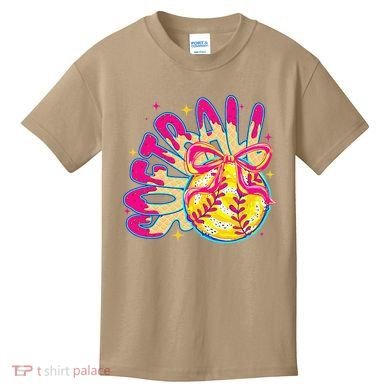 Softball Drip Coquette Bow Softball Game Day Softball Mama Kids T-Shirt