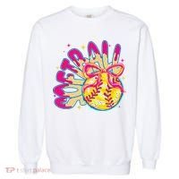 Softball Drip Coquette Bow Softball Game Day Softball Mama Garment-Dyed Sweatshirt thumb 0