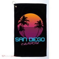San Diego California Retro 80s Funny Gift Golf Towel thumb 0