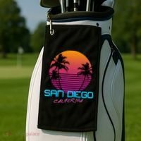San Diego California Retro 80s Funny Gift Golf Towel thumb 2