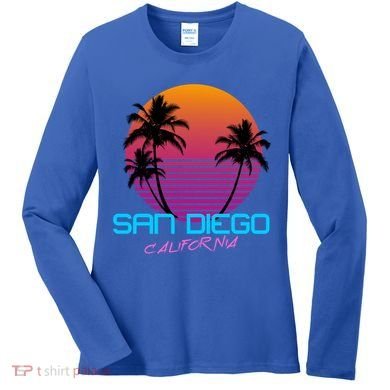 San Diego California Retro 80s Funny Gift Women's Long Sleeve Shirt