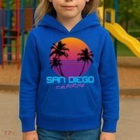 San Diego California Retro 80s Funny Gift Kids Hoodie thumb 3