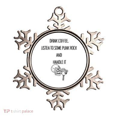 Skull Drink Coffee Listen To Some Punk Rock And Handle It Ornament