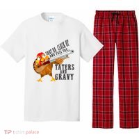Shut Da Cluck Up Pass The Taters And Gravy Thanksgiving Gift Cute Gift Pajama Set thumb 0