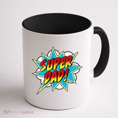 Super Dad Comic Book Superhero Fathers Day Coffee Mug back