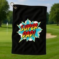 Super Dad Comic Book Superhero Fathers Day Golf Towel thumb 1