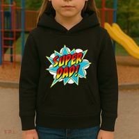 Super Dad Comic Book Superhero Fathers Day Kids Hoodie thumb 3
