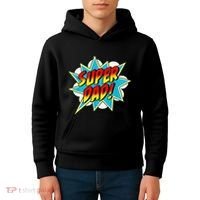 Super Dad Comic Book Superhero Fathers Day Kids Hoodie thumb 4