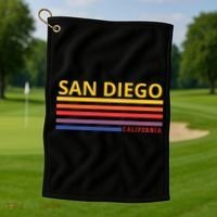 San Diego California Retro Golf Towel thumb 1