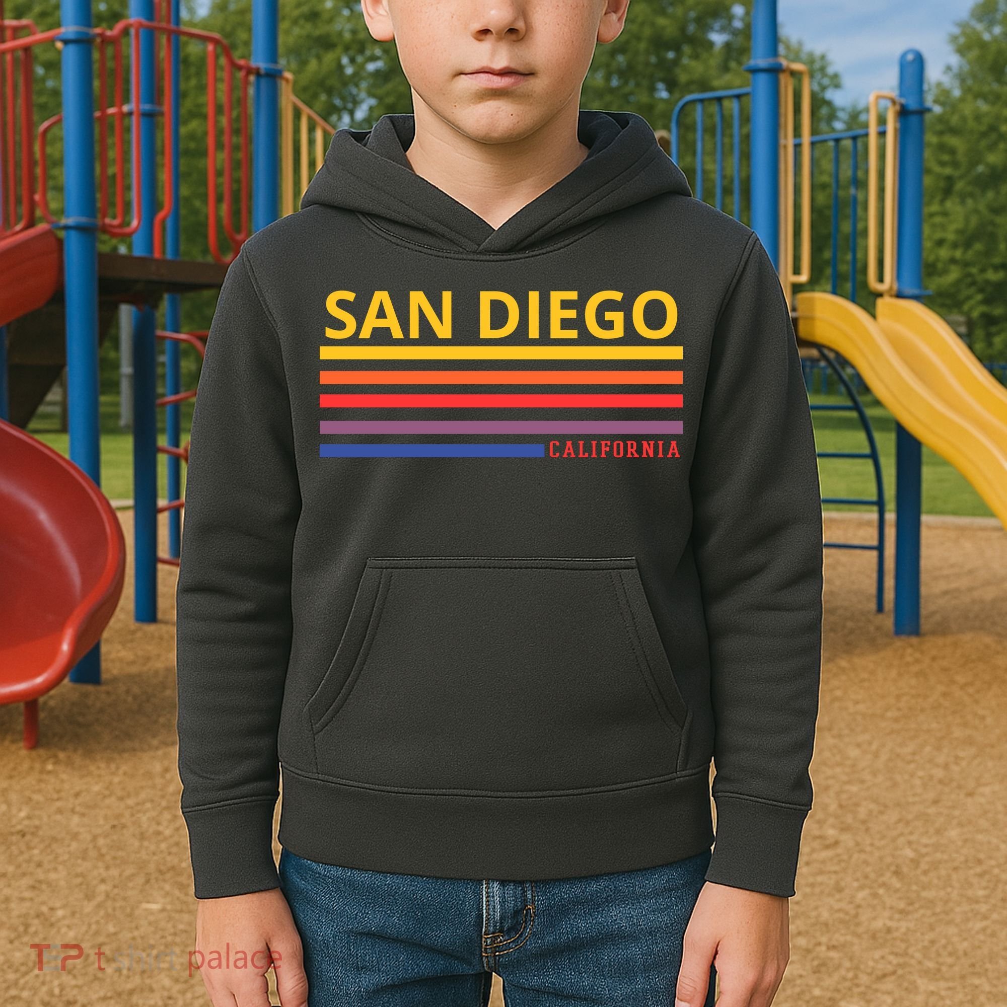 San Diego California Retro Kids Hoodie