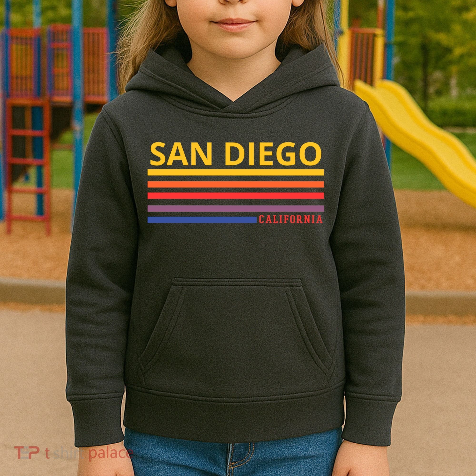 San Diego California Retro Kids Hoodie