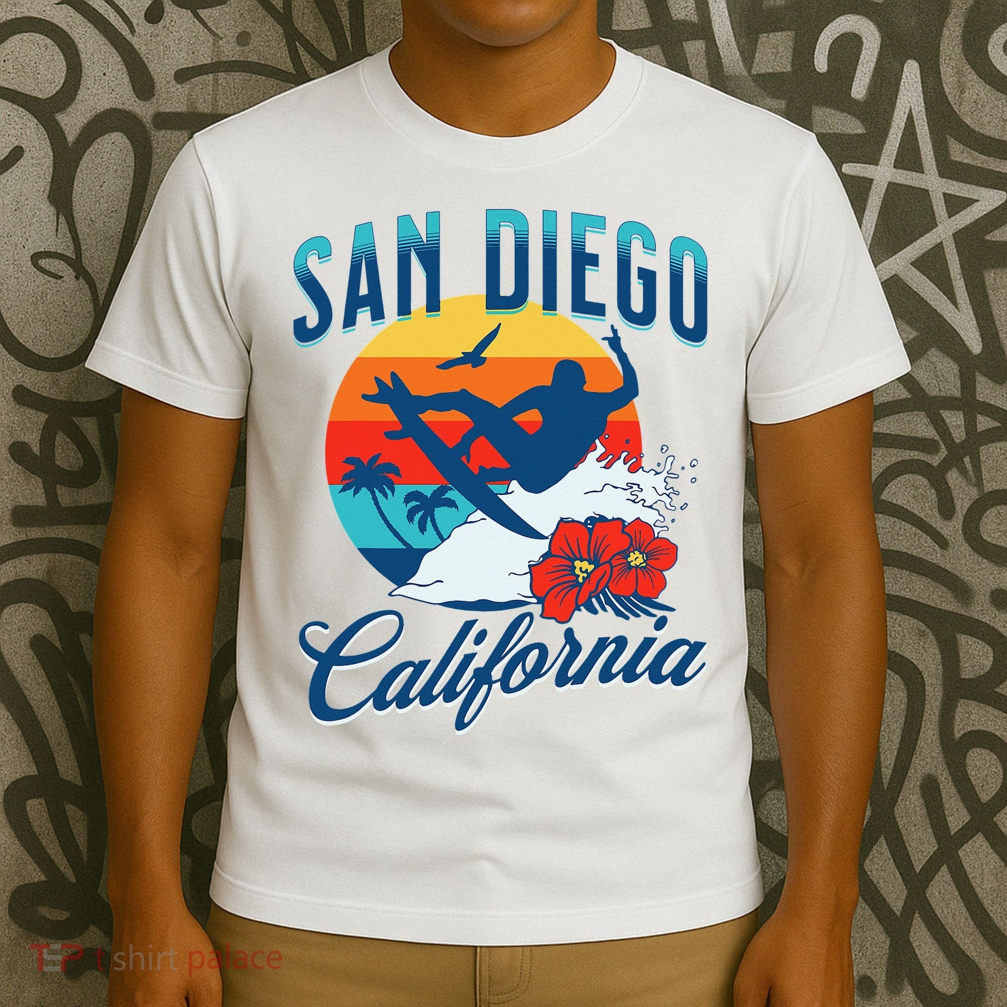 San Diego California Beach Surf Summer Vacation Vintage T-Shirt