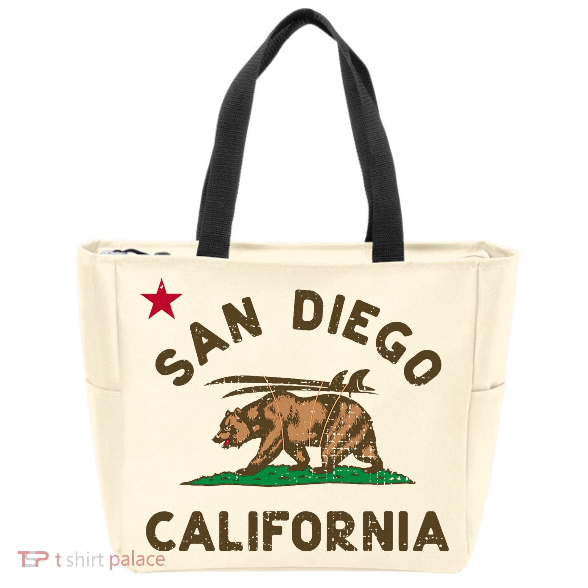 San Diego California Beach Flag Bear Surf Ca Tote Bag