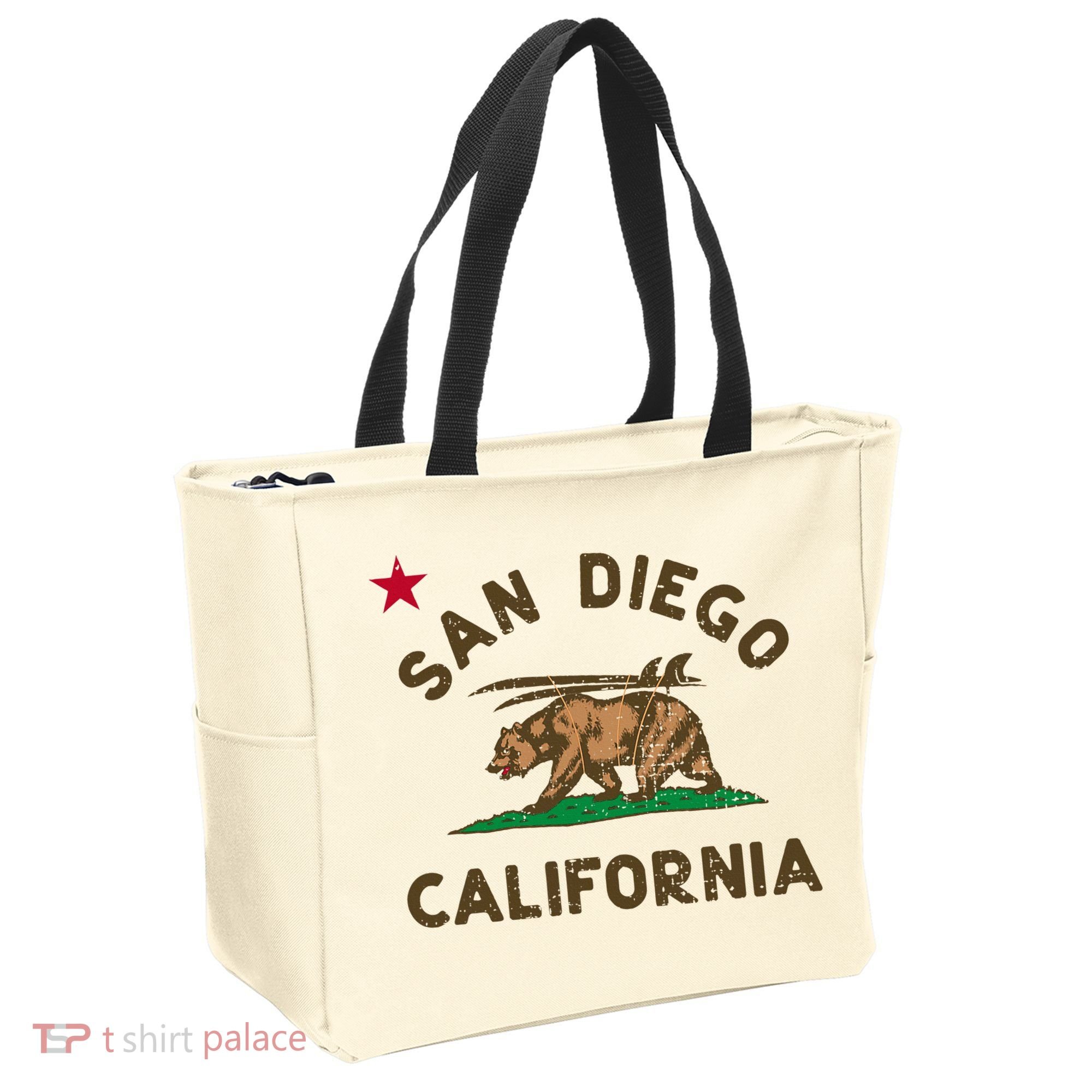 San Diego California Beach Flag Bear Surf Ca Tote Bag