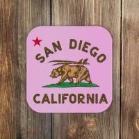 San Diego California Beach Flag Bear Surf Ca Coaster thumb 0